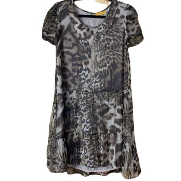 Alice + Olivia 100% Silk Animal Print Ruffle Mini Dress - Picture 1 of 12